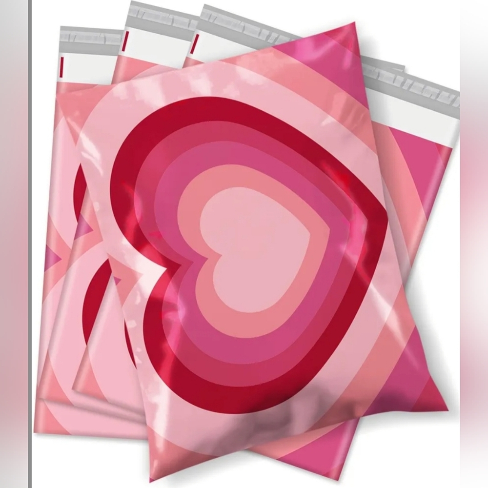 10pcs 14.5x19 Pink Heart Poly Mailers